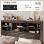 4PCS Bedroom Sets, Wooden Queen Size Bed Frame with Storage Headboard and Charging Station, 2 Nightstands with 2 Drawers, 1 Dresser with 5 Drawers, Antique Gray - Grand Goldman Shop