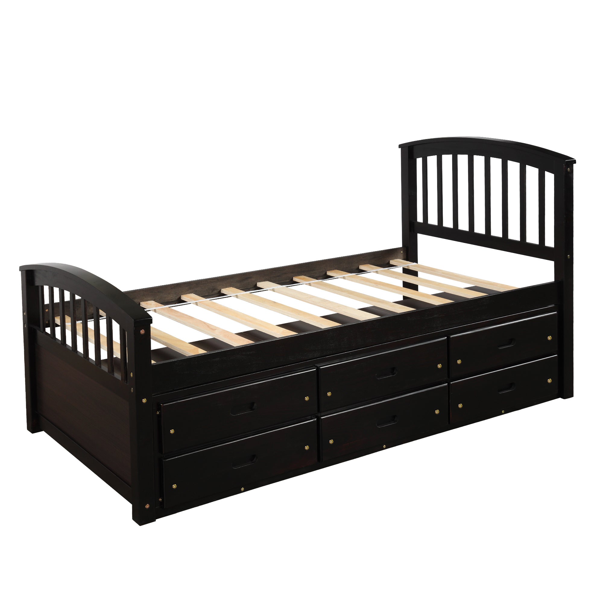 Orisfur. Twin Size Platform Storage Bed Solid Wood Bed with 6 Drawers - Grand Goldman Shop