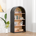 4-Tier Black Arched Bookshelf, 43' Tall Arched Bookcase with Storage Shelves - Grand Goldman Shop