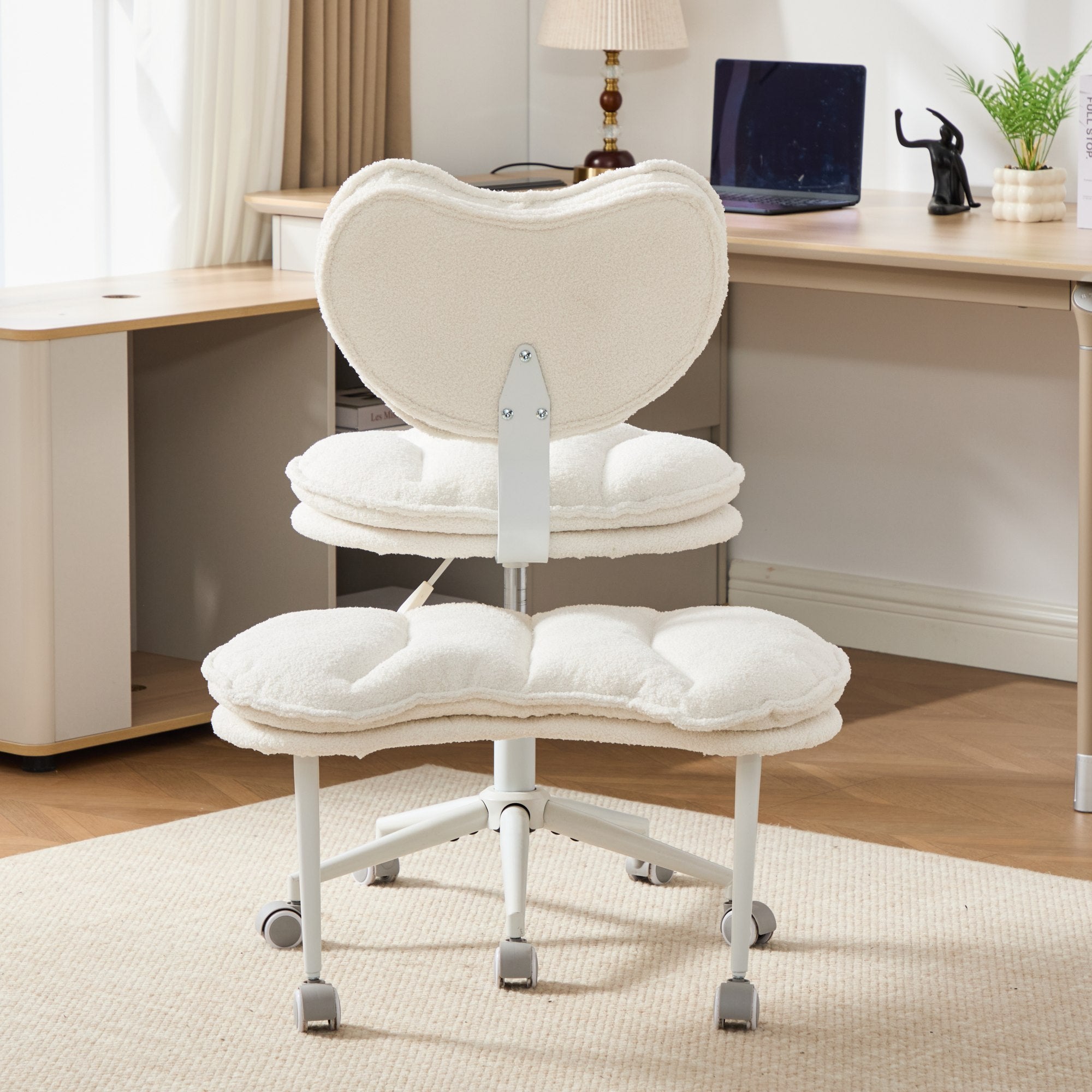 Meditation Chair Plus, Teddy Fleece Double-Layer Padding Cross Legged Rolling Chair for ADHD, Criss Cross Desk Chair with Lum