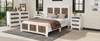 4-Pieces Bedroom Sets, Queen Size Farmhouse Platform Bed with Wooden Strip Stickers Decoration, Storage Nightstand and Dresser with Metal Handle, White(Old SKU: HL000191AAK) - Grand Goldman Shop